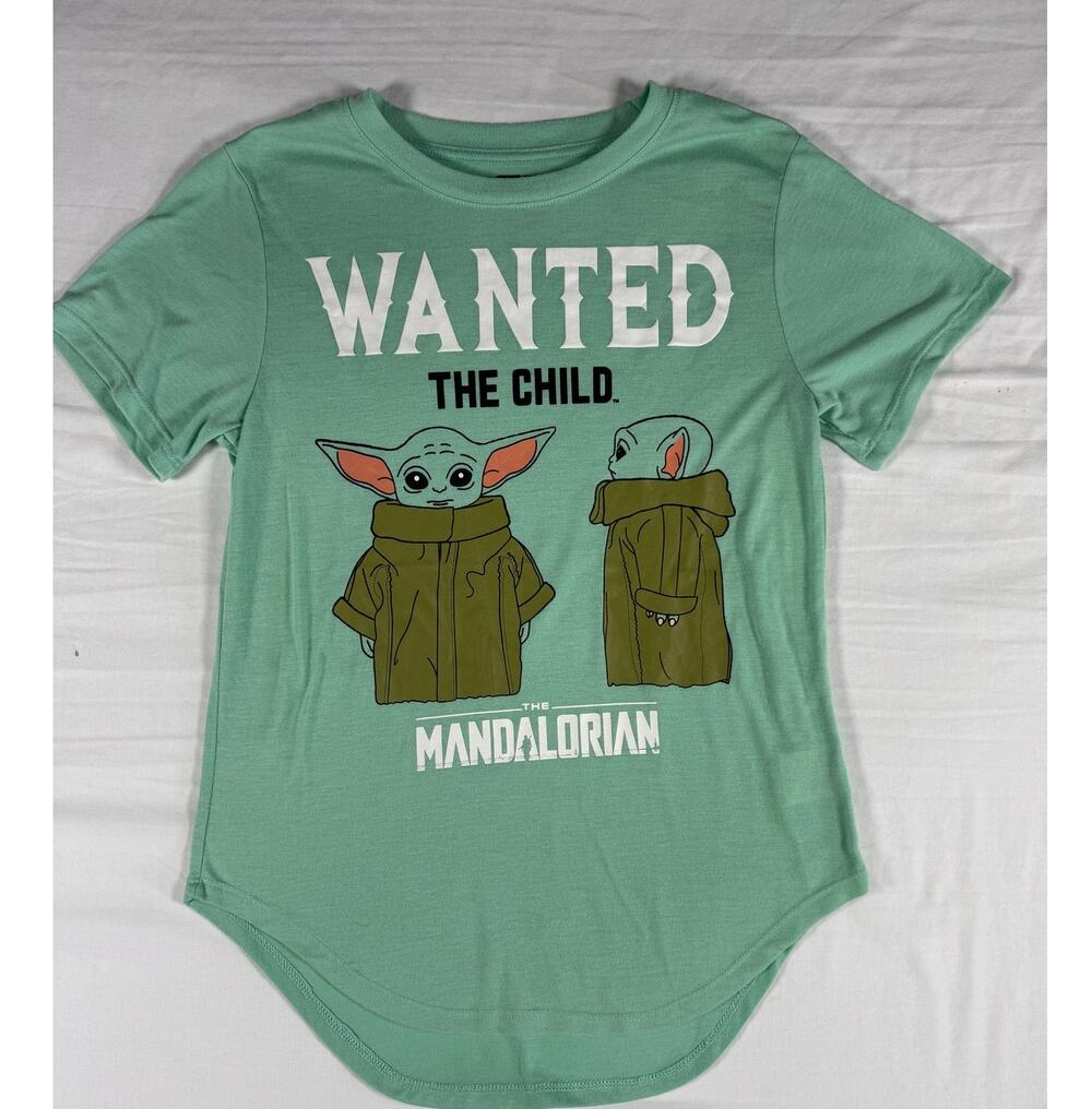 Star Wars Mandalorian Grogu The Child Green Tunic Tee Juniors M 7-9